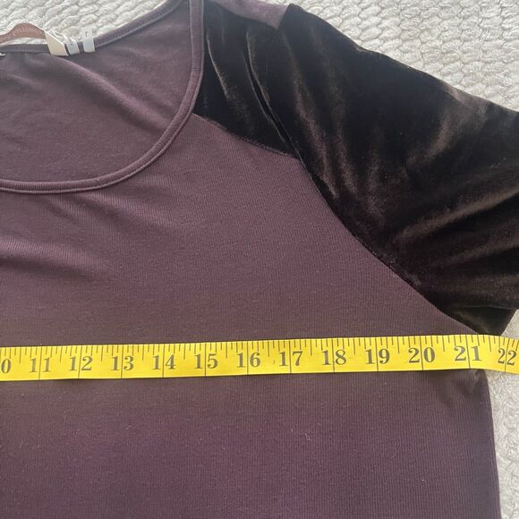 Soft Surrounding Womens Velvet Long‎ Sleeve Brown Tunic Blouse W/Pocket Size L - Picture 6 of 7